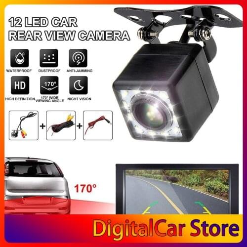12 Lights Plug-In Square Reversing Camera Car Night Vision Waterproof Reversing Image Rear View Wide-Angle Reversing Camera