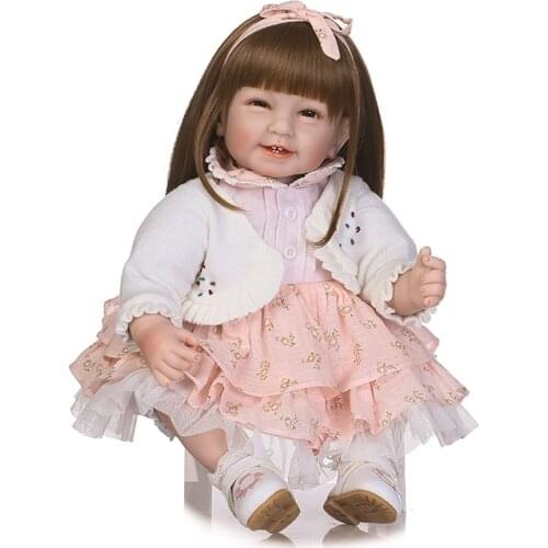NPK 55cm Soft Body Silicone Reborn Baby Doll Toy For Girls NewBorn Girl Baby Birthday Gift To Child Bedtime Early Education Toy