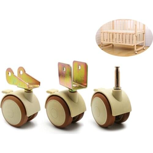 4Pcs 2'' Furniture Crib Swivel Casters Cabinet Clamp with Brake Wheels Nylon Furniture support leg for Chairs Baby Bed Trolley