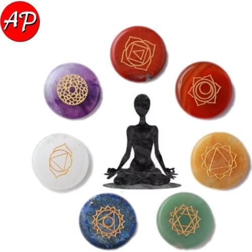 7pc/set Natural Crystal Chakra Stone Yoga Aura Seven Colors Gem Healthy Quartz Energy Stone DIY Decorate