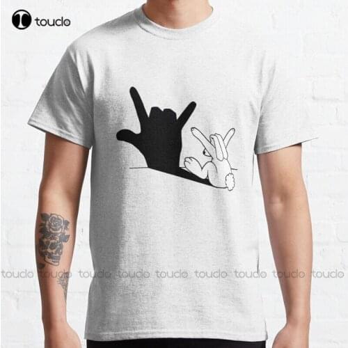 New Rabbit Love Hand Shadow Classic T-Shirt Cotton Tee Shirt S-3Xl