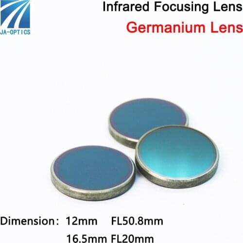 JA-Optics Infrared Germanium Focusing Lens Thermal Imaging Lens Ge Laser Focus Lens Dia12mm/16.5mm