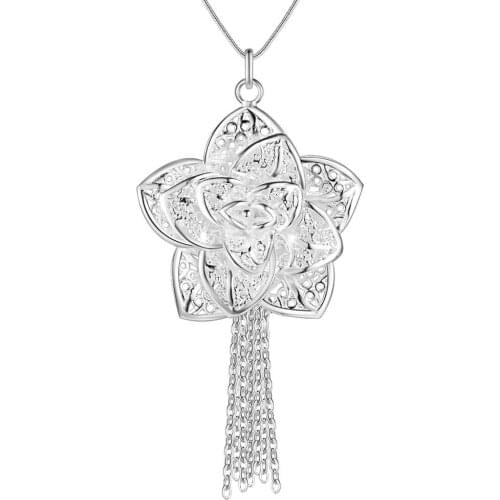 Wholesale Charm Silver Color Pendants For Women Fashion Jewelry Necklace Lady Fashion Jewelry Pendant Queenlagerstroemia AN699