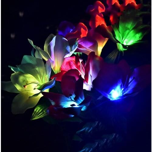 Fiber Optic Lamp LED Outdoor Solar Clivia Shape Light Gradient Waterproof Automatically Recharging Fence Landscape