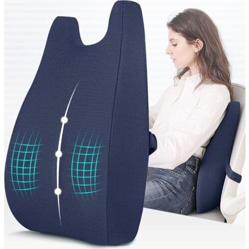 Orthopedic Back Pillow for Office Chair Memory Foam Breathable Massager Waist Cushion Home Car Seat Relieve Pain Cushion Pillow
