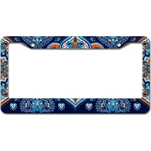 Peceeta Elephant Lotus Mandala License Plate Frame 2 Holes 1 Frame Matte Aluminum Metal Alloy Frame white 16x31cm"] E7CA