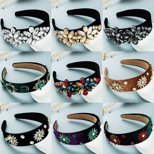 Baroque Headband Crystal Bead Colorful Inlaid Rhinestone Hair Band Luxury Ladies Prom Headbands For Woman Hair Accessories New