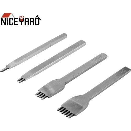 NICEYARD 1 Piece Stainless Steel 1/ 2 /4 /6 Prong Hole Punch Rhombus Tooth Chisel Punch Tool Chisel Leather Craft DIY Tool
