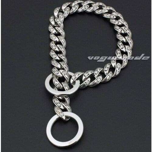 Rocker Fashion Dog Necklace Solid 316L Stainless Steel Luxury Rose Dog Chains Collars 4R013DC