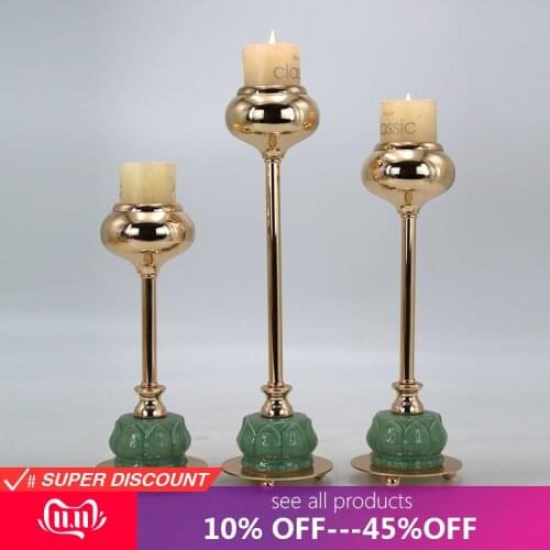 Modern romantic wedding candlestick metal ceramic candlestick decorative candle holder
