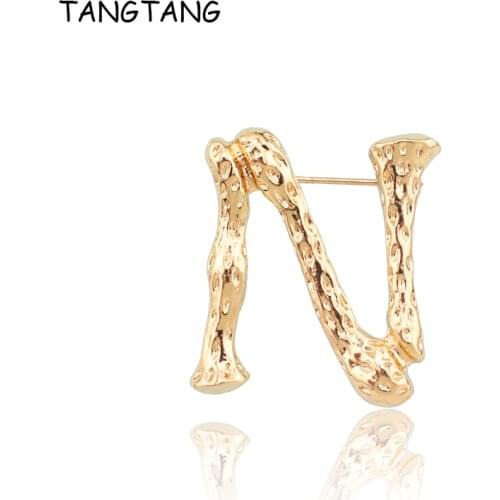 TANGTANG Letter Brooch Golden Plated Fashion Letters A & N Brooches Pins For Women Men Simply Jewelry Daily Decoration FB265