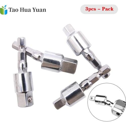 3pcs Electric Drill Socket Adapter Impact Driver with Hex Shank Square Socket Drill Bits Rotation Extension 1/4" 3/8" 1/2"6.35mm