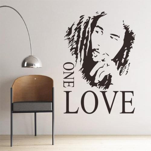 High Quality Wall Sticker PVC Wall Decal With Black Color 43*61cm/BOB MARLEY ONE LOVE Size 43x61CM