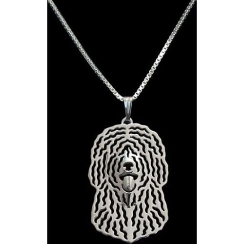 Gold & silver 1pcs Spanish Water Dog Necklace 3D Cut Out Dainty Puppy Dog Lover Pendant Memorial Necklaces Pendants