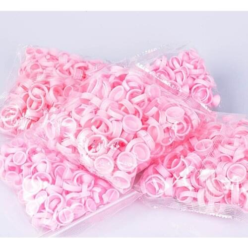 100pcs Pink Disposable Permanent Makeup Ring Medium No-Divider Tattoo Ink Eyebrow Lip Tattoo Pigments Holder Rings Container/cup