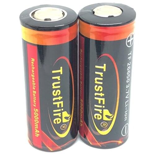 2PCS/LOT TrustFire 5000mAh 26650 3.7V Rechargeable Colorful Battery Lithium Batteries with Protection Board For Flashlight