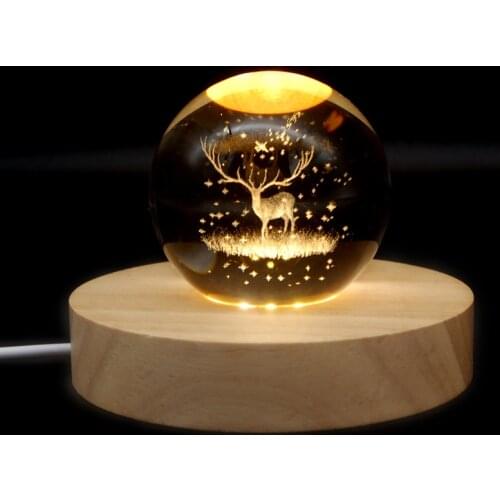 2cm Base wooden table lamp Crystal LED base Bedside Bed Side led Desk Lamp Table Lightings For Bedroom 3D night light