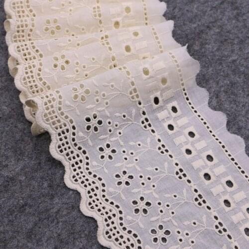 2 yard beige Cotton embroid lace sewing ribbon french lace diy guipure trim fabric warp knitting DIY Garment Accessories