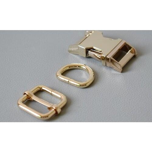 20 Sets (Metal Buckle+Adjust Buckle+D Ring/Set) DIY Dog Collar Diy Emboitement Zinc Alloy Buckle Adjust Buckles 20mm Gold