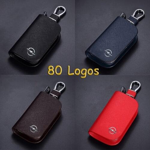 2021 Leather Car Key Case Key Cover With Car Logo For Ssangyong Daihatsu Tesla MiNi Opel Renault Seat Lada KIA Toyota Genesis VW