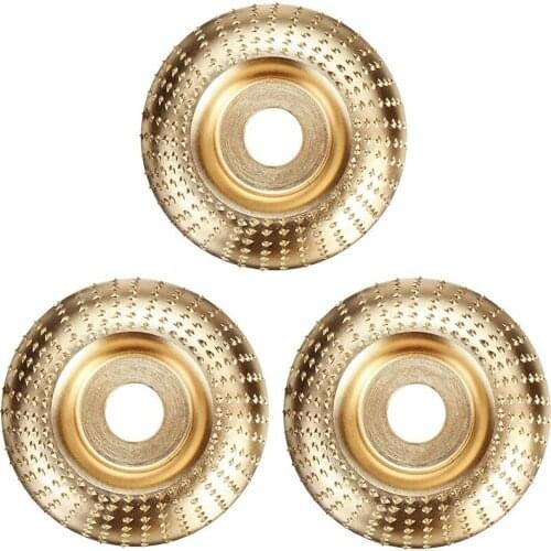 3Pcs 100mm Wood Shaping Discs,Bore 22mm Carving Wheels, , Woodworking Angle Grinder Attachment
