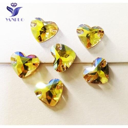 3259 Heart Sunshine AAAAA Precious Stones Flatback Sewn Rhinestones Crystal Glass Sew On Stones Crystal Jewelry Clothes Dress