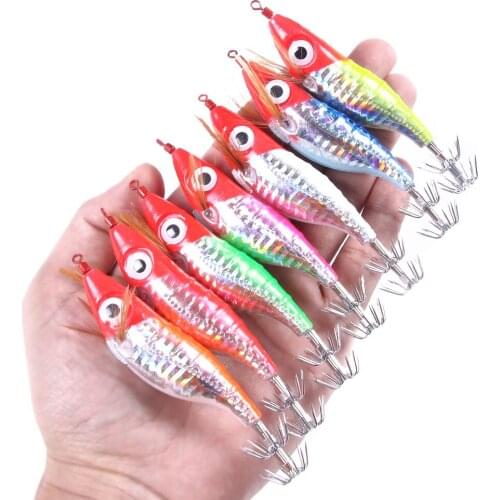 35Pcs Squid Jig Fishing Lures Squid Hook 10cm 9g Saltwater Cuttlefish Shrimp Lure Bait