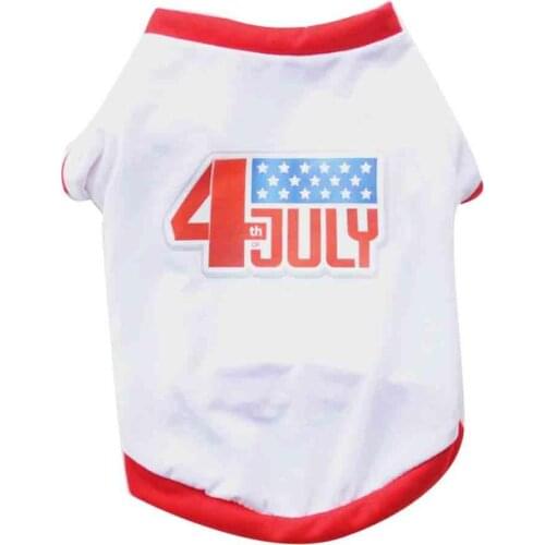 4th July Soft Cotton Dog T-shirt Clothes Short Sleeve Puppy Outfits Pet Supplies