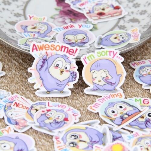 40 pcs / set Cute purple penguin expression handmade self-made stickers scrapbooking stickers Kawaii expression childrens toys