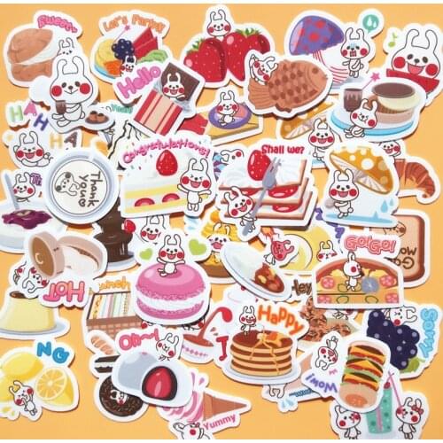 40PCS Rabbit dessert Stickers Crafts And Scrapbooking stickers kids toys book Decorative sticker DIY Stationery