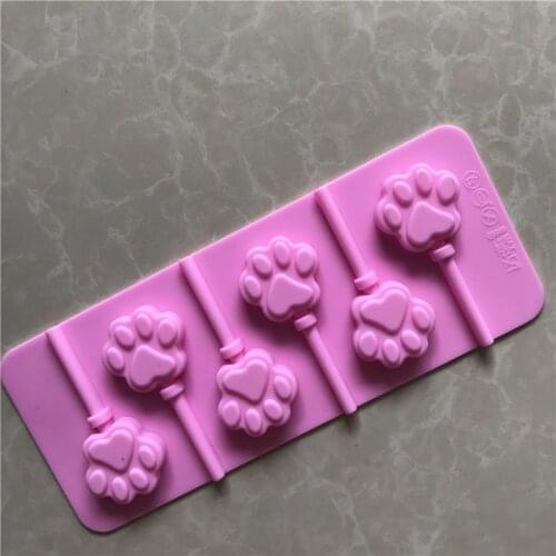 6 cat claw silicone Lollipop footprints mold cartoon lovely baking mold
