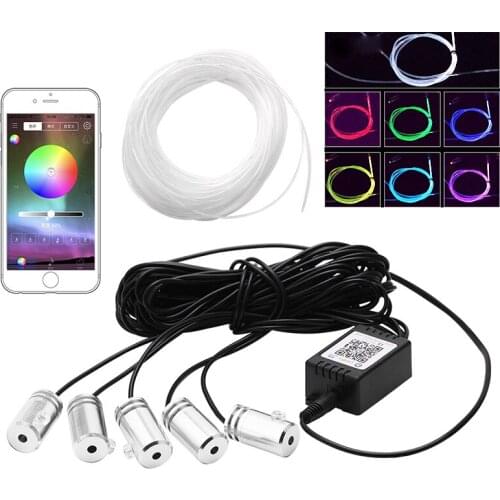 5 in 1 Car Atmosphere Light Lamp APP Control DIY Car Interior Decorative Light For Car Styling RGB Atmosphere Light Strip 12V