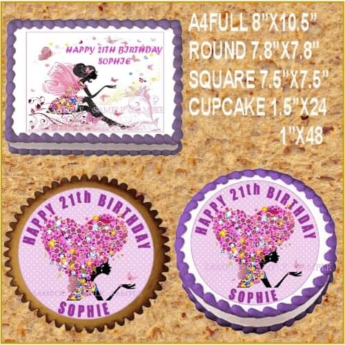 Butterfly Girl Edible Cake Topper Wafer Rice Paper Cake Cupcake Cookie Topper Decoration Girl Birthday Cake Decor Free Shipping