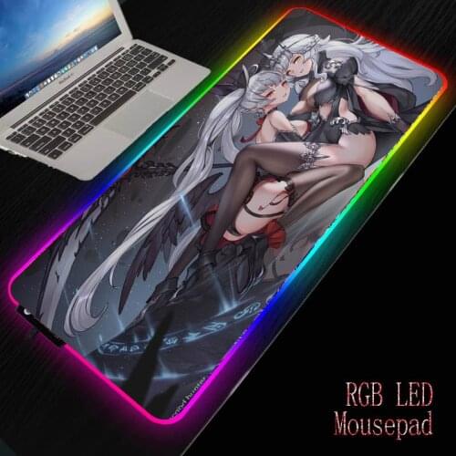 Mairuige Girl Big Breast RGB Gaming Large Mouse Pad Gamer Led Computer Mousepad with Backlight Carpet for Keyboard Desk Mat DIY