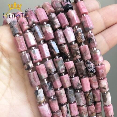 Natural Stone Beads Column Shape Red Rhodochrosite Loose Spacer Beads For DIY Jewelry Making Bracelet Accessories 15''Inches