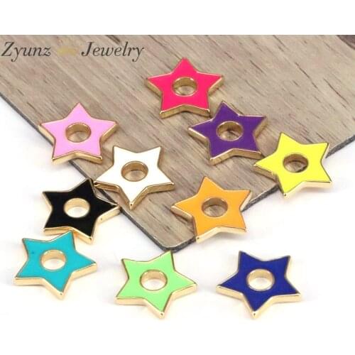 10PCS, Metal Enamel Star Charm Spacer Beads Connector Beads for Jewelry Making DIY Bracelet Necklace Earrings