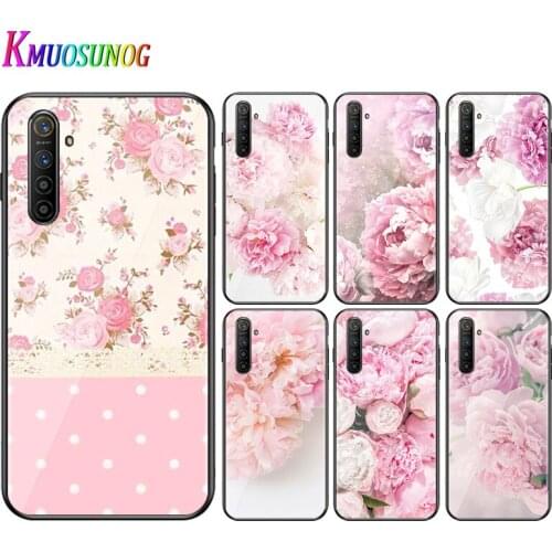 For OPPO A5 A9 2020 F7 Phone Cover Peony Delicate Flower for OPPO Reno 2 Z 2Z 2F 3 4 Pro 5G Bright Black Phone Case