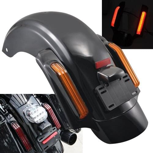 Motorcycle Black Rear Fender System LED Tail Light For Harley Touring FLTRX FLHX FLTRX FLHTCU Ultra Limited 14-Up