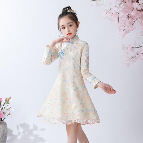 Elegant Girls princess dress Chinese style Children Costume Kids Clothing Foral Dresses for girl Party Clothes 3 5 8 10 12 Years