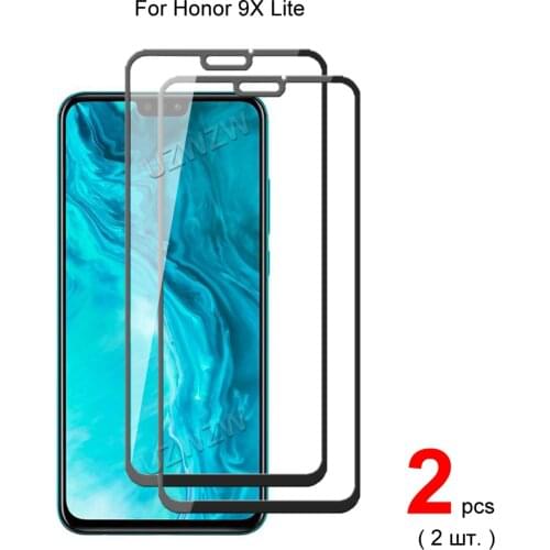 2pcs For Honor 9X Lite Full Cover Tempered Glass Screen Protector Protective Glass Guard Film