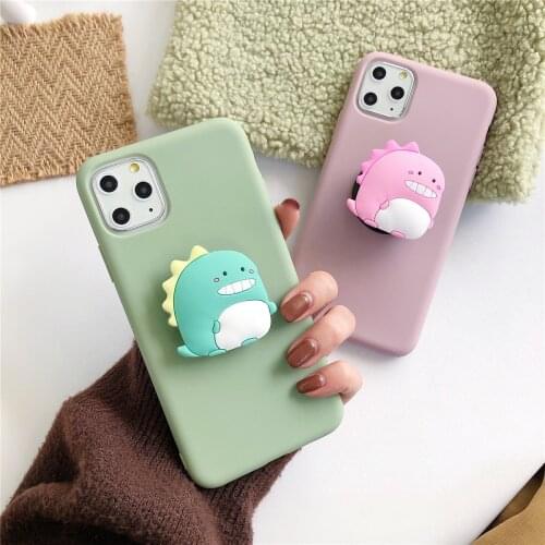 For iPhone 11 Pro Xs Max 7 8Plus 6 6s Case Dinosaur TPU Case Soft Phone Ring Grip Case