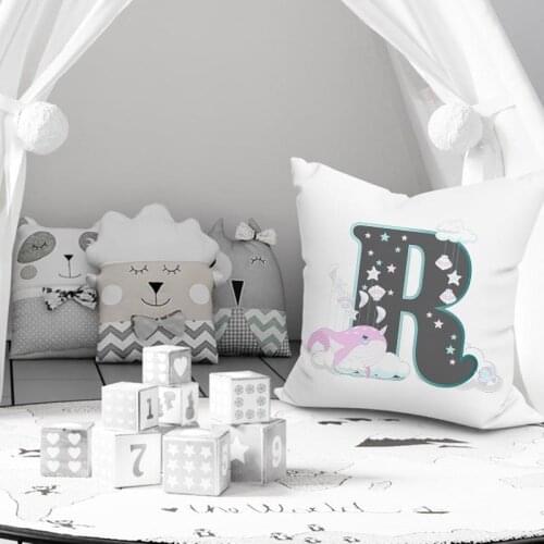 Boy girl Customized pillow case Monogram unicorn pillowcase unicorn alphabet nursery pillow cover home decor Baby shower gift