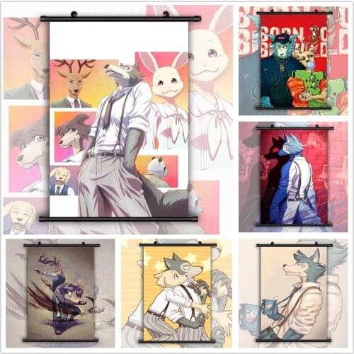 Home Decoration Wall Art Beastars Anime Manga Cartoon Dog Animal Painting Plastic Hanging Scrolls Canvas Print Picture Poster