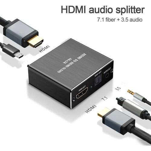 HDMI-compatile Audio Extractor 4K X 2K Stereo Optical TOSLINK SPDIF + 3.5mm Audio Splitter Adapter Extractor Converter