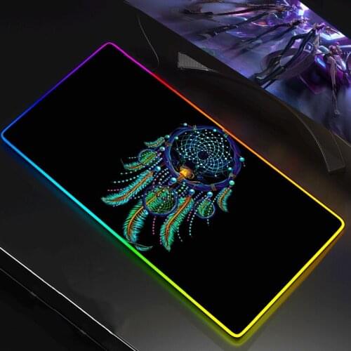 LED RGB The Dream Catcher Mandala Gaming Mouse Pad Gamer Mousepad Mause Pad Rubber No-slip Deskmat with Backlit Tapis De Souris