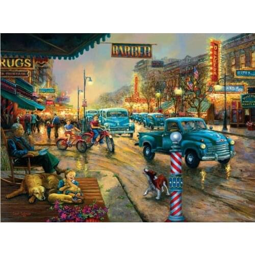 Lively street corner scenery For Embroidery Needlework 14CT Counted Unprinted DIY Cross Stitch Kits Handmade Art Wall Decor