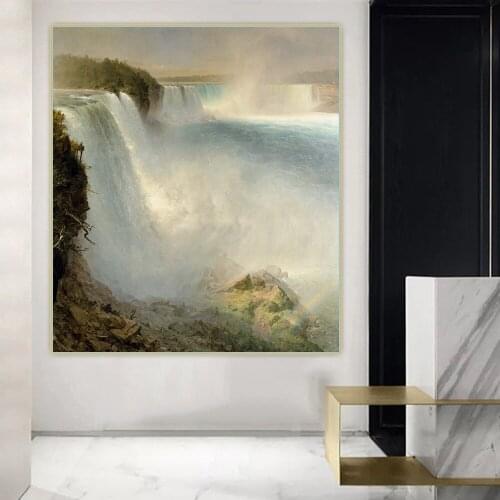 Canvas Oil Painting Frederic Edwin Church"Niagara Falls From The American Side"Home Room Interior Decoration Wall Aesthetic