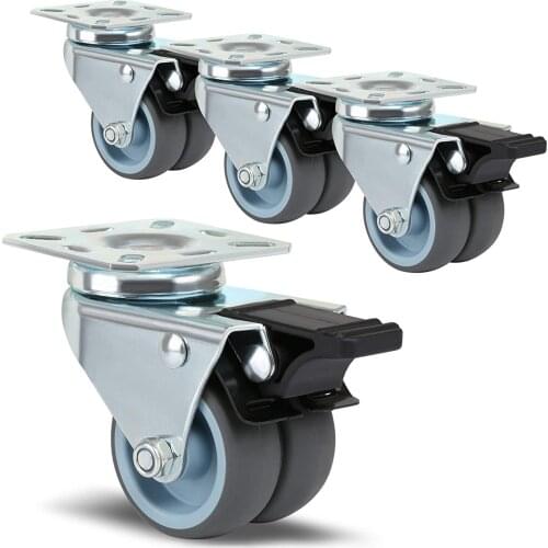 BIFI-4 x Heavy Duty Swivel Castor Wheels 50mm with Brake for Trolley Furniture