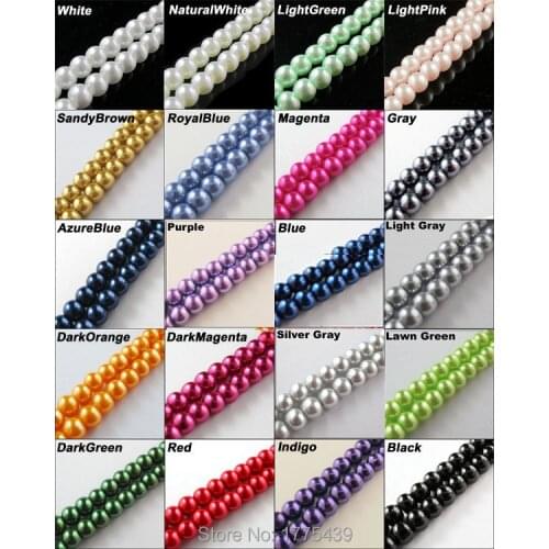 Factory Price 100pcs/lot Per Lot 6MM White Black Brown Indigo Mixed Round Ball Loose Glass Pearl Spacer Beads For Jewelry Making