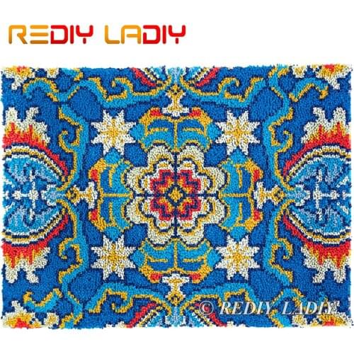 Latch Hook Kits DIY Carpet Rug Mandala Pattern Plush Tapestry Kits Crochet Floor Mat Thick Yarn Cushion Arts & Crafts 81*61cm